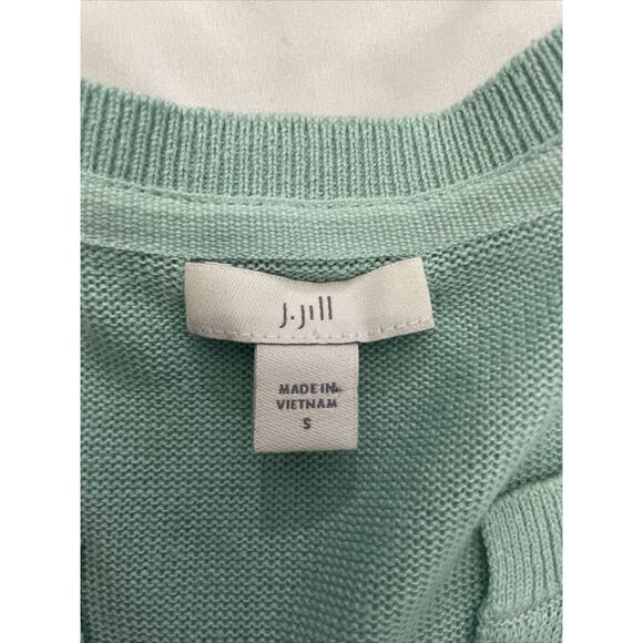 J Jill Tunic Knit Top Womens S Linen Blend Side Slits Hi Low Hem Split Neck Blue - Picture 5 of 9